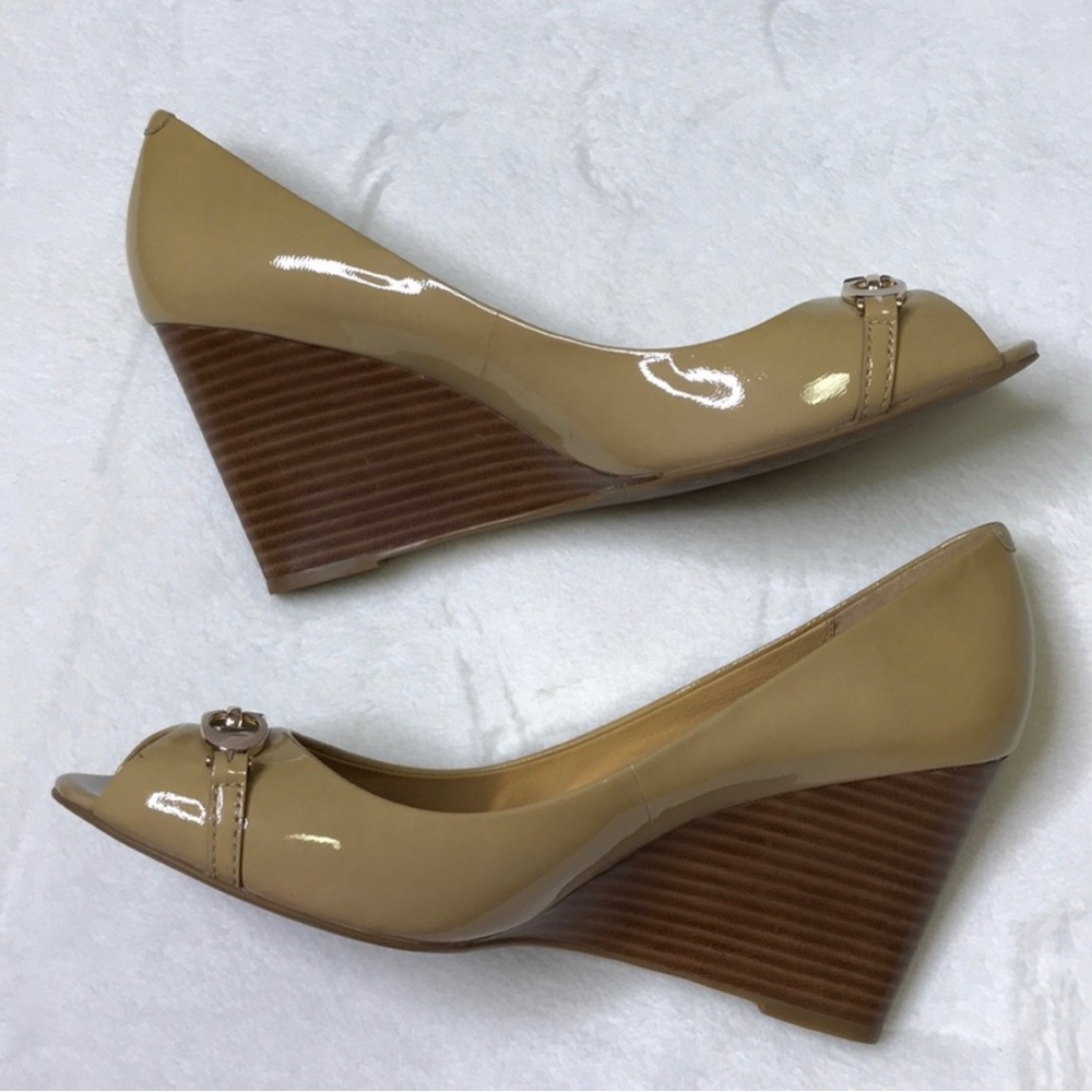 Coach Flora Patent Leather Signature Wedges